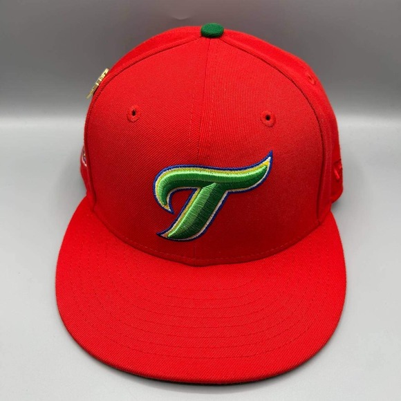 Toronto Blue Jays Hat Men 7 1/4 Red MLB 59Fifty New Era Fitted Cap with Pin